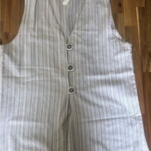Koret Beige and Cream Striped Sleeveless Vest